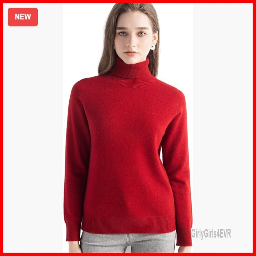 100% Pure Cashmere Turtleneck Sweater Warm Soft Seamless Pullover